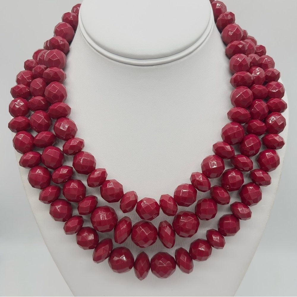 Sugarfix Faceted Beaded Triple Strand Necklace